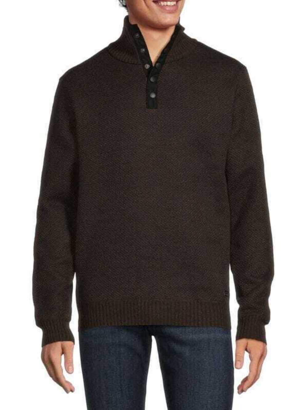 Buffalo David Bitton Brown Quarter Button Up Sweater/16498